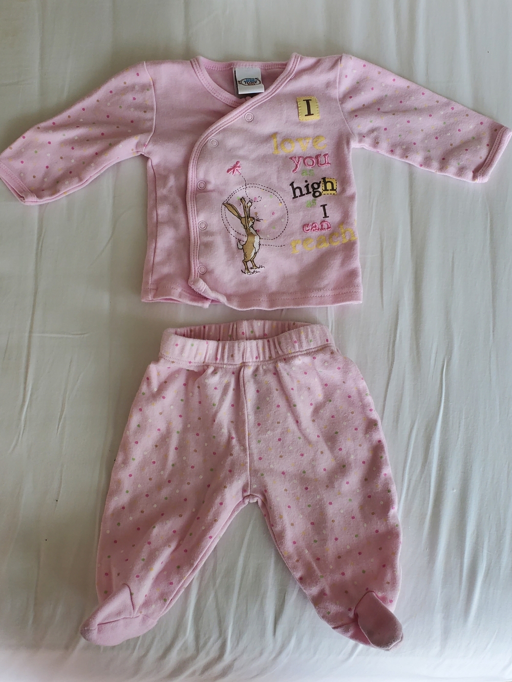 Newborn Baby Pink Bunny Print Two-Piece Set